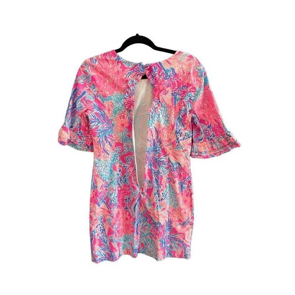 Lilly Pulitzer Womens Pink Blue Fiesta Stretch Ruffled Sleeve Dress Size 4 - Picture 2 of 12